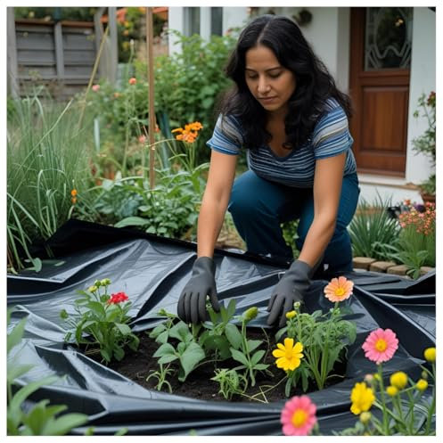 Black Plastic Sheeting – 2m x 3m Heavy-Duty Plastic Sheet – Waterproof & Opaque – Multipurpose Polyethylene Sheet for Garden, Construction, Paint Protection, Vapor Barrier, Ground Cover