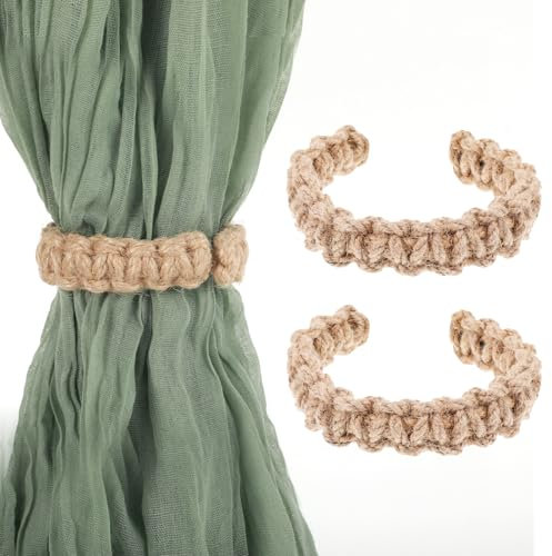 Mabor 2Pcs Boho Curtain Ties Rope Tiebacks for Curtains Tie Backs for Home Outdoor Heavy Wind Decorative