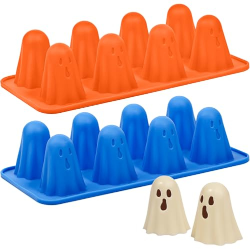Kamehame Silikonform Geist Halloween Geister Form Silikon 2 Stück Schokoladenform Pralinenform Gespenst Puddingform Backform für Schokolade, Süßigkeiten,Eiswürfel