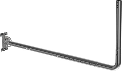 Staffa per antenna con lunghezza e altezza regolabili, adatta per grondaie lunghe e pareti, dotata di gomito a 90°, ideale per antenne TV da esterno, antenna Starlink, ripetitori WiFi e altro
