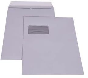 packster 2x Briefumschlag DIN C4 229 x 324 mm A4 C4 Fenster links Selbstklebestreifen 120g/qm Weiss