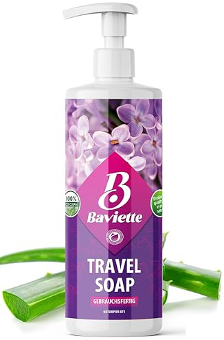 Baviette Eco Travel 500ml Savon avec micro-organismes – Idéal pour le camping, les voyages en voiture et en avion, savon de poche compact pour la vaisselle et le lavage en plein air