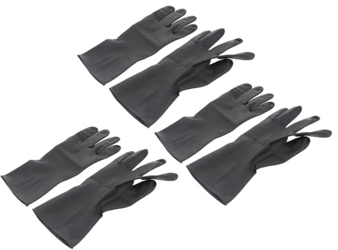 Wiederverwendbare Friseurhandschuhe Schwarz, 3 Paar Gummi Kunststoff | Waschbar, Rutschfest, Handschutz für Reinigung und Tattooing, für Damen und Herren