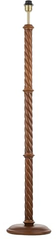 Happy Homewares Traditional Mahogany Wooden Classic Floor Lamp Base with Twisting Pole Design | 133cm x 25cm | Antique Brass Plated Cup and Stem