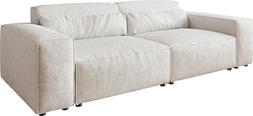 DELIFE Big-Couch Sirpio Bouclé Creme-Weiß 230x95 cm