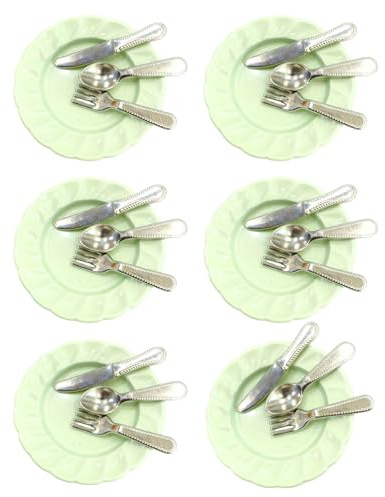 Ensemble de couverts miniatures - Figurine pour maison de poupée 1/12 - Accessoires de paysage détaillés et réalistes - Articles de décoration de cuisine - Accessoires de maison de poupée - Ustensiles