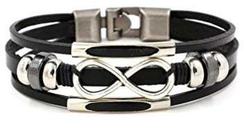 HONGCI Black Alloy Anchor Viking Cord Ropes Vintage Cuff Bangle Bracele