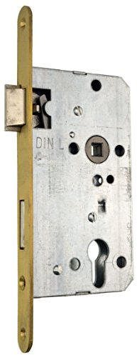 Wohnungstürschloss PZ/W 55/72/8 mit Messingstulpe 235x20 rund (DIN Links)
