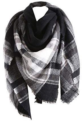 Rokmym XXL Damenschal, Streifenschal, Modequasten, weich, Damenschal, Wickelschal, Herbst, Winter, warm, Schlauch, Mehrfarbig Einheitsgröße