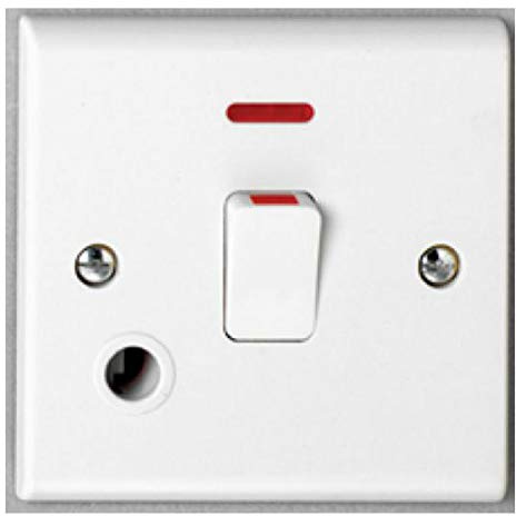 Deta S1393 Double Pole Switch with Neon & Flex Outlet - 20 Amp