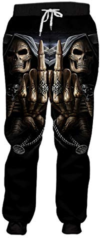 KIUYMRV Herren-Jogginghose mit Totenkopf-Motiv, lässig, modisch, 3D, Haremshose