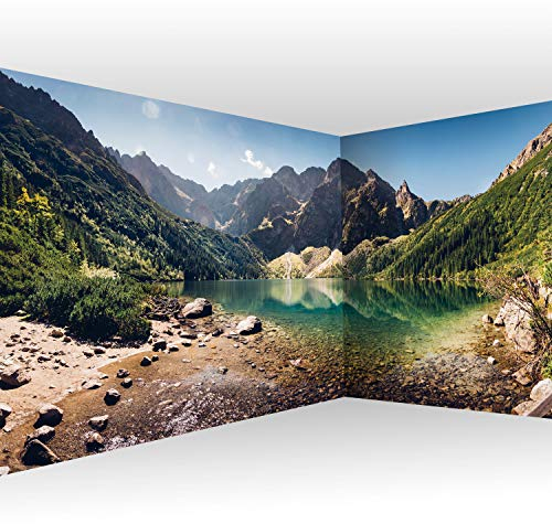 murando Eckfototapete Landschaft 550x250 cm Vlies Tapeten Wandtapete XXL Moderne Fototapete Wanddeko Design Wand Dekoration Wohnzimmer Schlafzimmer Büro Flur See Gebirge Wald c-B-0470-a-a