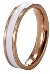 HIJONES Bijoux Femmes Acier Inoxydable Couples Promesse Bague Or Rose Blanc Taille 62