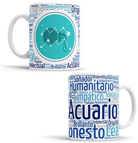 Tazas Horóscopo Acuario - Tazas con Todos los Signos del Zodiaco Taza de café de Signo del Zodiaco - Regalo Ideal para Origina - Taza de cerámica de 350 ML
