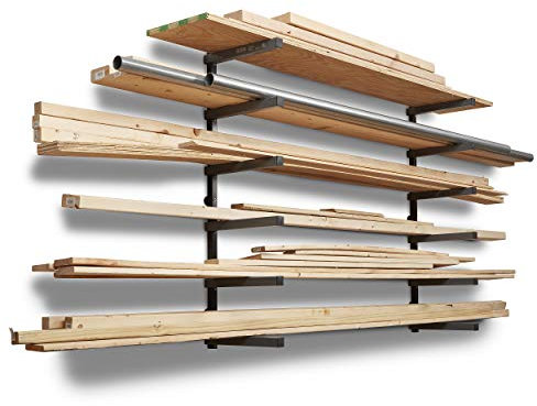 Bora Wood Organizer and Lumber Storage Metal Rack with 6-Level Wall Mount – Indoor and Outdoor Use, Black | PBR-006B