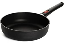 Woll Eco Lite Hochrandpfanne - Induktiv -, Ø 24 cm, 7 cm hoch, mit abnehmbarem Stiel - Geeignet für alle Herdarten, 100% recyceltes Aluguss, backofenfest, schwarz