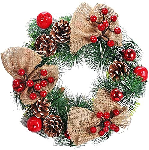 TONGQU Weihnachtskranz, 30 cm / 11,8 Zoll Türkränze Outdoor Weihnachten, Künstlicher Weihnachtskranz für Haustür Wandbehang Urlaub Party Home Decor