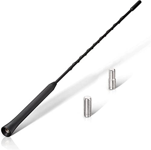 AUTOZOCO Antena de Radio Universal para Coche, Antena de Coche Flexible, Antena de Radio para vehículo, Antena de recepción de Radio Am/FM, Longitud 40 cm, Incluye 2 adaptadores M5-M6 y M6-M6