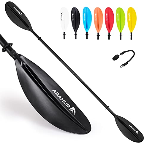 Abahub 218/230/241cm Pagaie Kayak Rame Double Paddle Aluminium avec Paddleline pour Kayak Aviron Bateau Canoë,Tige en Alliage d’Aluminium, Lames en Plastique Noir/Blanc/Rouge/Bleu/Vert/Orange/Jaune