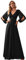 Ever-Pretty Damen Stilvolle Chiffon V-Ausschnitt Applique Plus Size Abendkleider mit Langen Laternenärmeln Schwarz 40EU