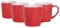 Argon Tableware Coloured Coffee Mugs - Red - 350ml - Pack of 4 - Gloss Ceramic Stoneware Tea Mugs Latte Cappuccino Cups Hot Chocolate Cups Colourful Mug Set with Handle