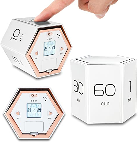 ZONSUSE Magnetisc Küchentimer,Eieruhr Digital, Umschaltbarer Kurzzeitwecker,küchenwecker, Geeignet für Kinder Beim Zähneputzen Unterhaltung Lernen Sport und Fitness (Weiß 1-5-10-25-30-60 Minuten)