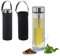 Set 2 Cantimploras 450ml con Colador Té, Botella Reutilizable, Bebidas Frías y Calientes, Funda, Vidrio, Transparente