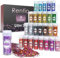 Renfio 28 Colors Holographic Chunky Glitter Set, 9.87oz 280g Chunky Glitter Sequins PET Flakes Mixed Fine Glitters for Crafts, Nail Art, Tumber, Hair, Slime, Festival Decoration
