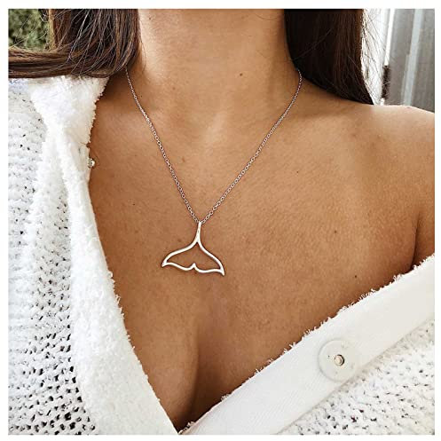 Cimenexe Bohème Meerjungfrau Fischschwanz Choker Halskette Silber Fischschwanz Anhänger Halskette Hohle Meerjungfrauenschwanz Halskette Minimal Kette Schmuck Für Frauen Und Mädchen