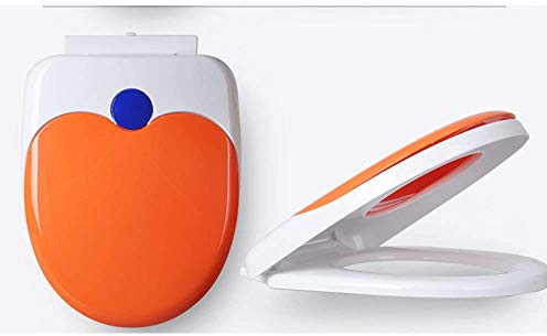 Samnuerly WC-Sitz Familien-WC-Sitz mit Antibakteriellem PP-Brett, leicht zu reinigen, Toilettendeckel für U-Toilette, Orange-34 * 44 cm