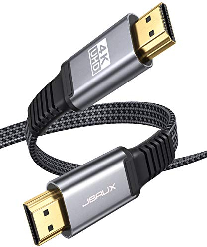 JSAUX 4K HDMI Kabel 1M[4K@60Hz,HDMI 2.0,18Gbps] Flach HDMI 2.0 Kabel Highspeed 1M HDMI Nylon Geflochten Kabel Support 3D HDR UHD 2160p 1080p Ethernet ARC kompatibel mit PS3/4 TV PC Grau