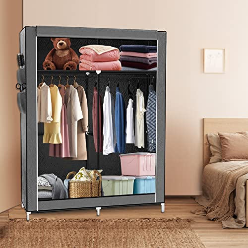 JANN Kleiderschrank aus Stoff, Kleiderschrank, tragbar, für Schlafzimmer, für Erwachsene, Ankleidezimmer, Kleiderschrank, Kleiderschrank für Schlafzimmer, Garderobe (108 x 45 x 170 cm – Dunkelgrau)