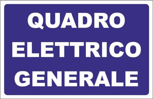 M-ITALY CARTELLO SEGNALETICO - QUADRO ELETTRICO GENERALE FONDO BLU - Adesivo Extra Resistente, Pannello in Forex, Pannello In Alluminio (20x31, Adesivo)
