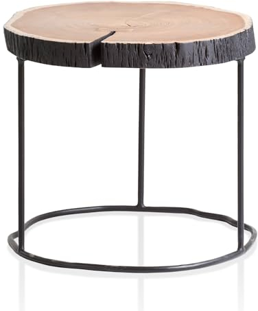 möbelando Couchtisch Vollholz Sofatisch 45x45x40 cm Holztisch Baumscheibe