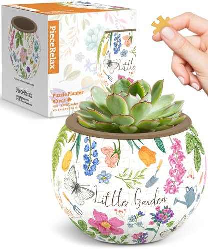 PieceRelax 3D Puzzle Blumentopf – Little Garden | 80 Kunststoffteile | DIY-Pflanztopf zum Selbstbauen | Entspannendes Geschenk für Pflanzenliebhaber [K1116]