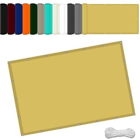 Vele Ombreggianti Rettangolare 1.2 x 2.6 m Impermeabile Panno Ombreggiante con Occhielli Protezione Raggi UV HDPE Tela Occultante per Spiaggia Serra Giardino, Color Crema