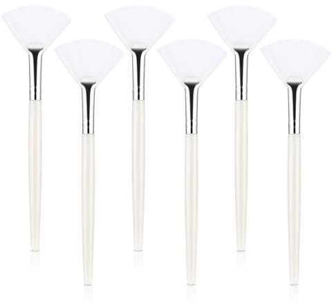 Gjinxi 6pcs Facial Fan Brushes, Makeup Brush Soft Facial Fan Applicator Brushes, Professional Blending Makeup Brush Mask Slim Soft Applicator Brushes Chemical Peel Brush Cosmetic Multi-Use Tools