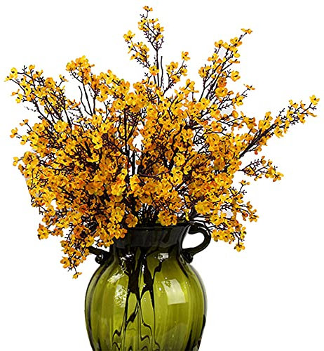 JAKY-Global Künstliche Blumen 12 Stück Getrocknete Unechte Seide Blumen Babysbreath Pflanze Dekoration für Hochzeit Sträuße Haus Garten Party Blumenschmuck(Orange)