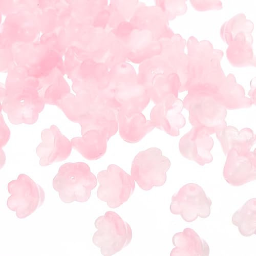 PATIKIL Perles de Verre de Fleurs de Trompette, 100 Pcs Breloque en Forme de Fleur Dégradée pour la Fabrication de Bijoux, de Bracelets, de Boucles d'Oreilles, de Colliers, Rose Clair