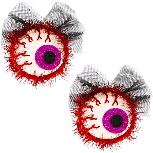 2 Stück Haarspange im Augapfel-Stil, Halloween Haarspangen Skeleton Haar Zubehör für Mädchen, Gothic Haarschmuck