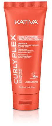 Kativa Curly Plex Curl Activator Gel Cream 240 ml | Locken, Locken oder Afro | Definition und Rekonstruktion | mit Nano-Bond Complex, Shea Butther und Leinsamen