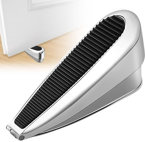 KIPTVO Tall Door Stopper, Stainless Steel Doorstop, Wedge Woor Stopper Security, Door Stoppers for Floor, Metal Door Stop Wedge, Black Door Stop, Door Wedge Stoppers, for Any Tall Door, Any Floor