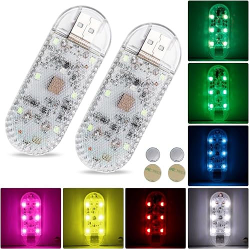 2 Stück Auto LED Innenbeleuchtung,Car LED Interior Lighting,RGB Auto Innenraumbeleuchtung,Mehrfarbige LED Atmosphäre Licht,LED Touch Licht,Wiederaufladbaren USB Auto LED Neon
