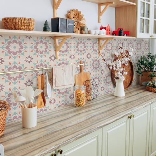 Alwayspon Adesivi per piastrelle, 25 pezzi x 20 cm, retro viola, autoadesivi per piastrelle per bagno, cucina, paraschizzi per fornelli, stacca e attacca, adesivi in vinile per piastrelle da parete