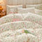 Covebett Housse de Couette 220x240 Coton Imprimée Motif Fleurs Rose Beige Parure de Lit Botanique Feuille Fleurie Linge de Lit Réversible Adulte et 2 Taie Oreiller 65x65 cm avec Fermeture Éclair