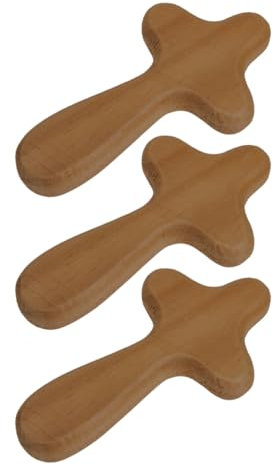 Cabilock 3St Holzkreuz Kreuz für Grab Farne Kunstpflanze kreuzen Kette taufgeschenke christliche Kirchenkreuze basteln bastelset Handkreuz hölzerne Kreuzverzierung Light Brown