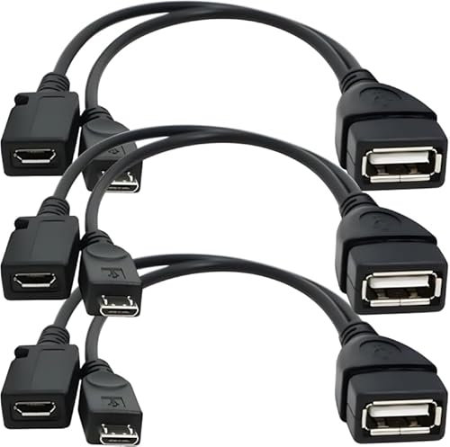 TIANXUAN 3 Pcs OTG Power Cable for Firestick 4K Max Cube Lite 2nd Gen Fire Stick High Speed Host Adapter for Streaming Sticks Media Devices Rii Logitech Keyboards Nintendo Switch NES Classic