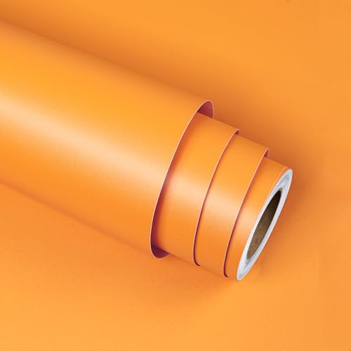 Stickyart Papier Adhesif pour Meuble Orange 40cmx400cm Adhesif pour Meuble Revêtement Murale Papier Peint Autocollant Orange Imperméable Decoration Cuisine Film Vinyle Autocollant pour Salle de Bains