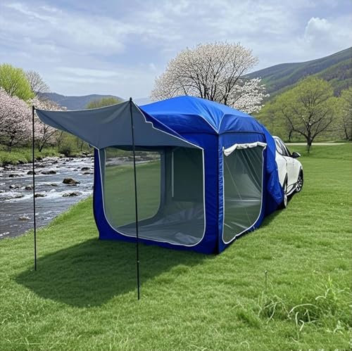 XJZHANG Auto-SUV Heckzelt, Wasserdicht Familienzelt, Auto Zelt Mit Sonnensegel 200x200x200cm Für 5-8 Personen, Heckklappentürzelte Für Ausziehbare Markisenzelte Für Schrägheck-Vans