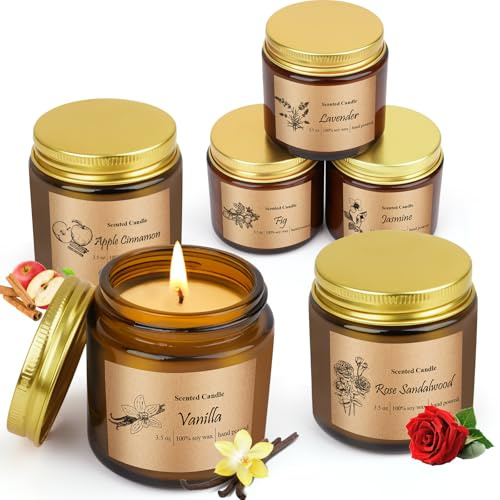 Duftkerzen im Glas,6 Stücke Duftkerzen Geschenkset für Frauen,3.5 oz,Ideal für Entspannung,Stressabbau,Bad und Yoga,Perfekte Geschenke für Frauen, Muttertag, Valentinstag, Frauentag, Geburts